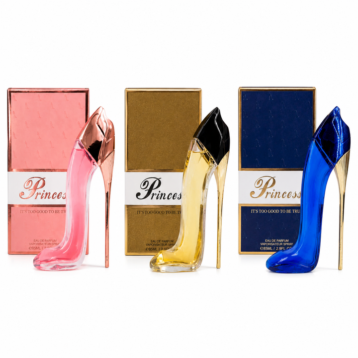 Princess Pink, Gold &amp; Blue High Heel Perfume Gift Set for Women – 3 Piece Eau de Parfum Bundle, Long Lasting Floral, Fresh &amp; Oriental Fragrance Collection, Luxury Women&