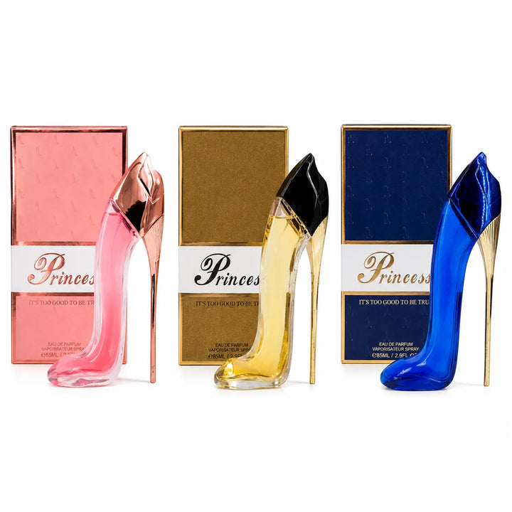 Princess Pink, Gold &amp; Blue High Heel Perfume Gift Set for Women – 3 Piece Eau de Parfum Bundle, Long Lasting Floral, Fresh &amp; Oriental Fragrance Collection, Luxury Women&