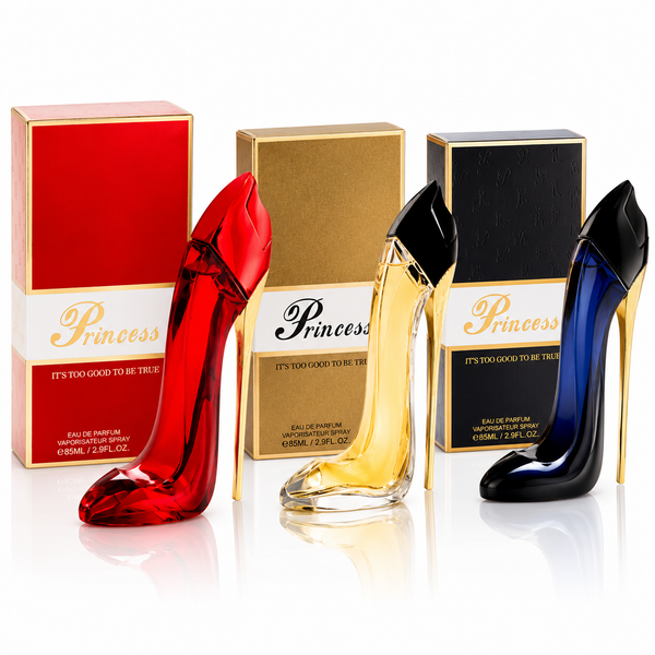 Princess Luxury High Heel Perfume Gift Set for Women – 3 Piece Eau de Parfum Bundle, Red, Gold & Black Long Lasting Floral, Oriental & Warm Gourmand Fragrance Collection, Women's Perfume Gift Set