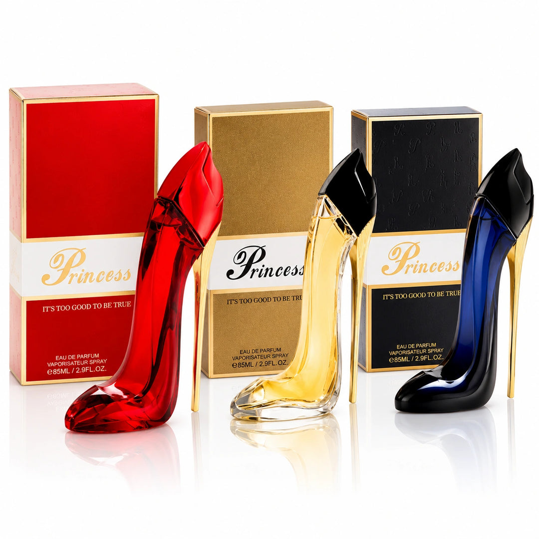 Princess Luxury High Heel Perfume Gift Set for Women – 3 Piece Eau de Parfum Bundle, Red, Gold &amp; Black Long Lasting Floral, Oriental &amp; Warm Gourmand Fragrance Collection, Women&