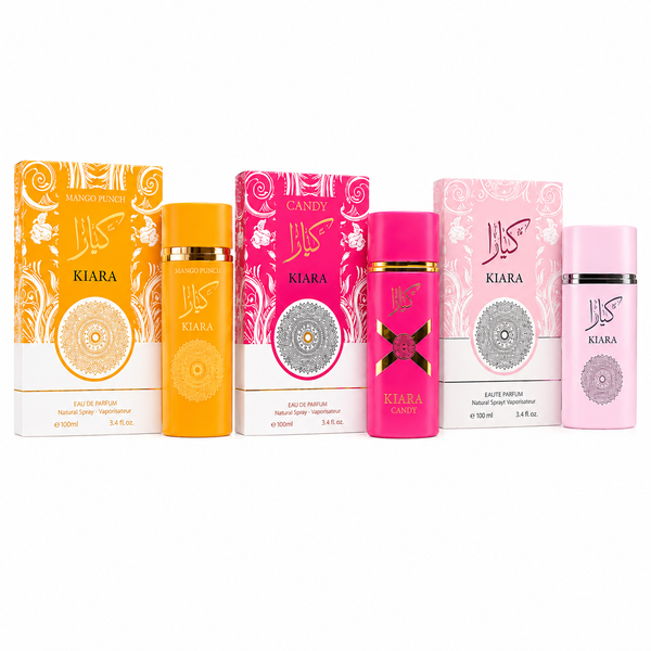 Kiara Women's Perfume Gift Set – Candy, Mango Punch & Pink Eau de Parfum 3 Piece Fragrance Collection, Long Lasting Sweet Fruity Floral Perfume Gift Set for Women