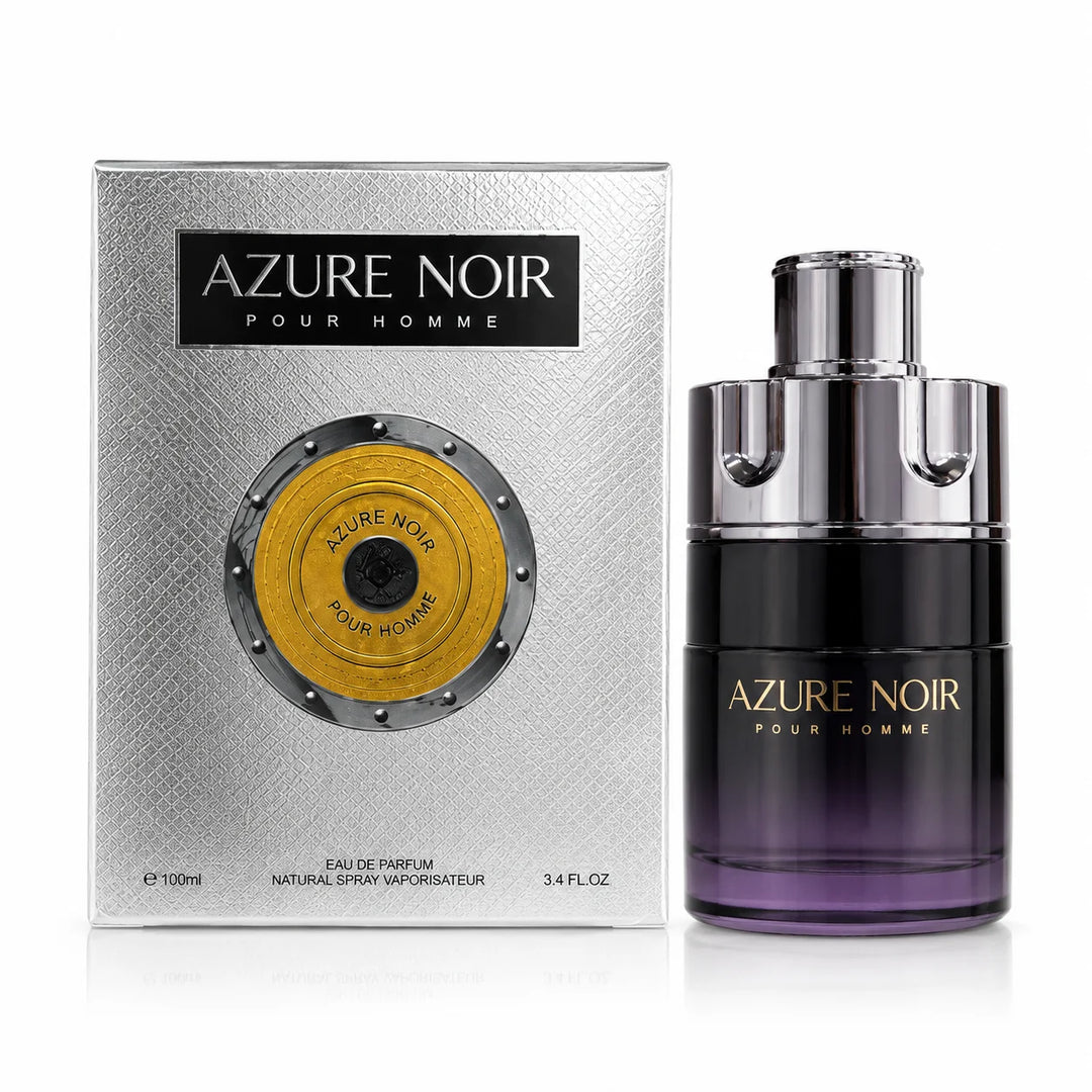 Azure Noir Pour Homme Eau de Parfum for Men 3.4 Fl Oz (100ml) – Long Lasting Woody Aromatic Men&