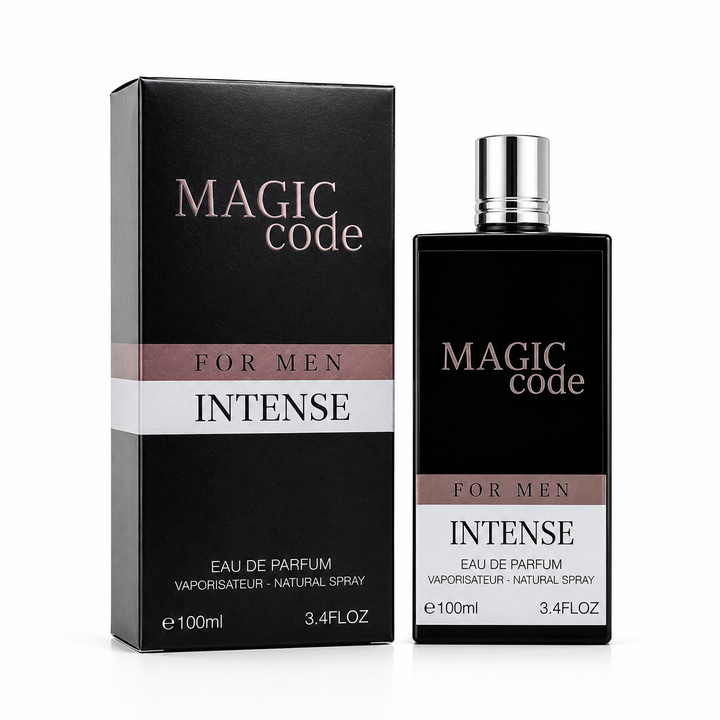 Magic Code Intense for Men Eau de Parfum 3.4 Fl Oz (100ml) – Long Lasting Woody Amber Spicy Men&