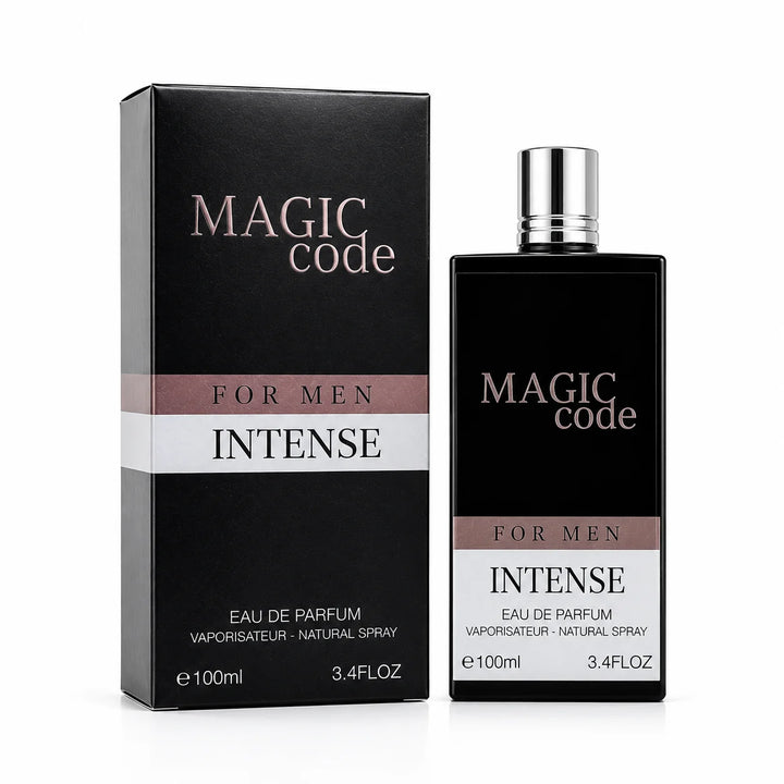 Magic Code Intense for Men Eau de Parfum 3.4 Fl Oz (100ml) – Long Lasting Woody Amber Spicy Men&