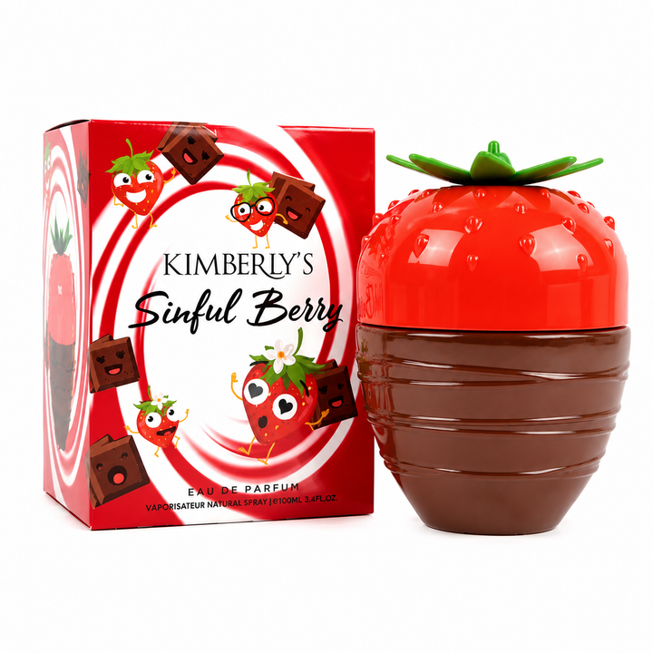 Kimberly’s Sinful Berry Eau de Parfum for Women 3.4 Fl Oz (100ml) – Long Lasting Sweet Strawberry Chocolate Perfume – Fruity Gourmand Fragrance for Women with Berry, Candy &amp; Creamy Notes – Gift for Women