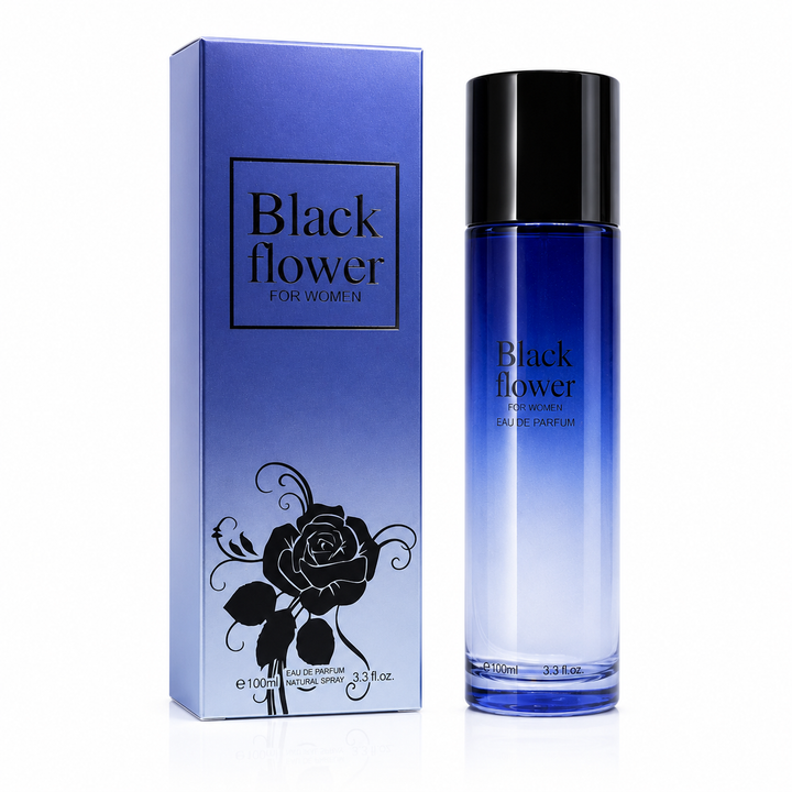 Black Flower Eau de Parfum for Women 3.3 Fl Oz (100ml) – Elegant Floral Perfume with Rose, Jasmine, Soft Musk &amp; Powdery Notes – Long Lasting Women&