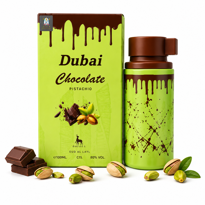 Dubai Chocolate Pistachio Eau de Parfum 3.4 Fl Oz (100ml) – Gourmand Chocolate Pistachio Fragrance with Sweet Nutty Notes, Warm Vanilla &amp; Creamy Accords – Long Lasting Unisex Perfume