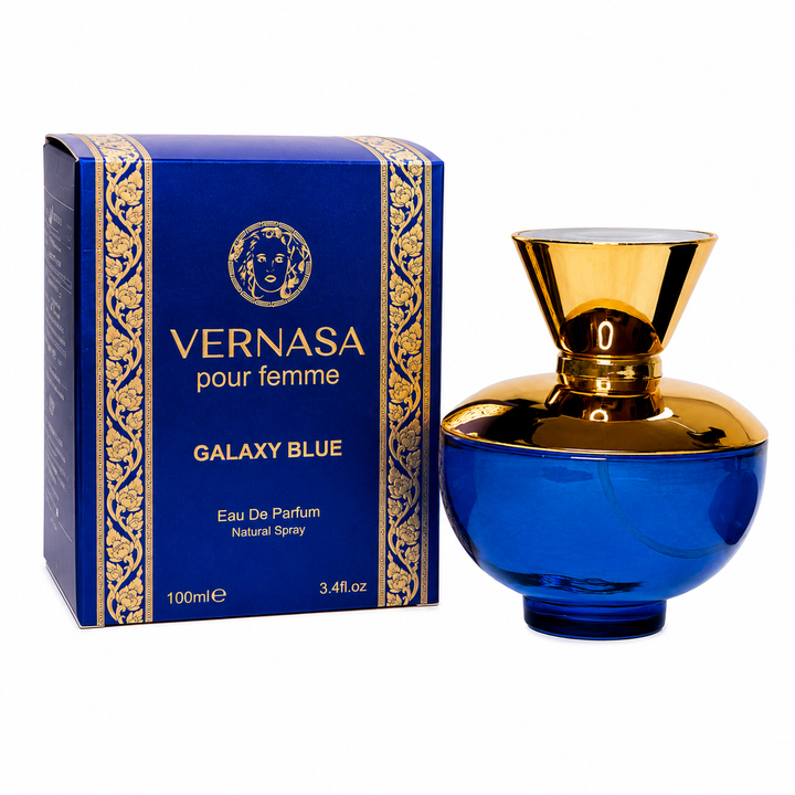 Vernasa Galaxy Blue Eau de Parfum for Women 3.4 Fl Oz (100ml) – Fresh Floral Fruity Perfume with Citrus, Soft Florals &amp; Musk Notes – Long Lasting Feminine Fragrance