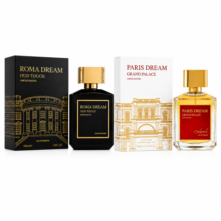 Roma Dream Oud Touch &amp; Paris Dream Grand Palace Perfume Gift Set for Women and Men – 2 Pack Eau de Parfum Fragrance Collection – Long Lasting Luxury Oud, Amber, Floral &amp; Woody Scent Gift Set, 100ml Each