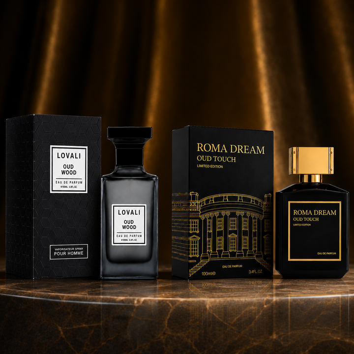 Lovali Oud Wood &amp; Roma Dream Oud Touch Perfume Gift Set for Men – 2 Pack Eau de Parfum Fragrance Collection, Long Lasting Oud Woody Amber Cologne, Luxury Fragrance Gift Set, 100ml Each