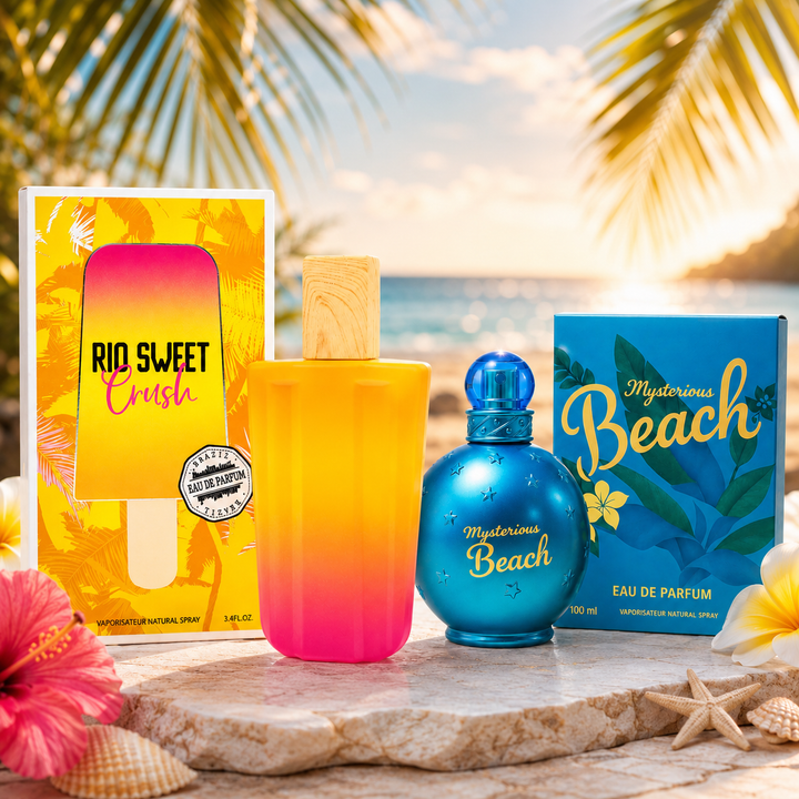 Rio Sweet Crush &amp; Mysterious Beach Perfume Gift Set for Women, 2 Pack Eau de Parfum 3.4 Fl Oz Each (100ml) – Tropical Fruity Floral Fragrance Collection, Long Lasting Women&