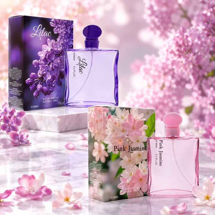 Lilac &amp; Pink Jasmine Perfume Gift Set for Women, 2 Pack Eau de Parfum 3.2 Fl Oz (95ml) Each – Floral Fragrance Collection, Long Lasting Women&