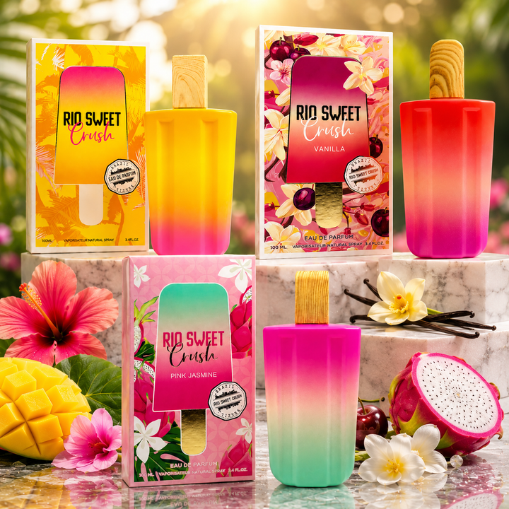 Rio Sweet Crush Perfume Gift Set for Women, 3 Pack Eau de Parfum Collection ( Vanilla &amp; Pink Jasmine), Long Lasting Sweet Fruity Floral Fragrance Set, Women&