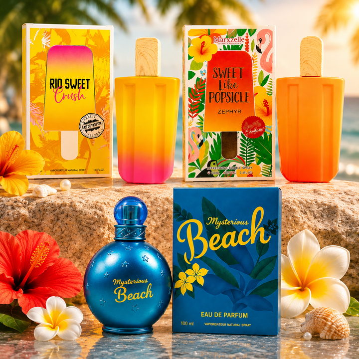 Summer Escape Perfume Gift Set for Women – 3 Pack Eau de Parfum Collection Rio Sweet Crush, Sweet Like Popsicle Zephyr &amp; Mysterious Beach, Long Lasting Fruity Floral Fragrance Gift Set for Women