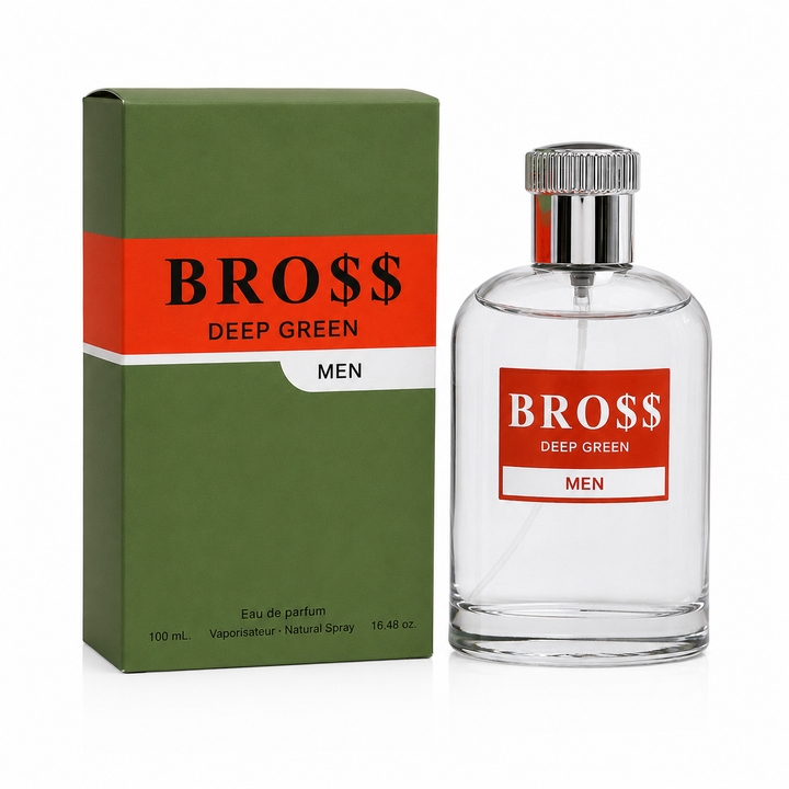 Bro$$ Deep Green Eau de Parfum for Men 3.4 Fl Oz (100ml) – Long Lasting Woody Aromatic Cologne for Men, Fresh Masculine Fragrance, Everyday Signature Scent, Cologne Gift for Him