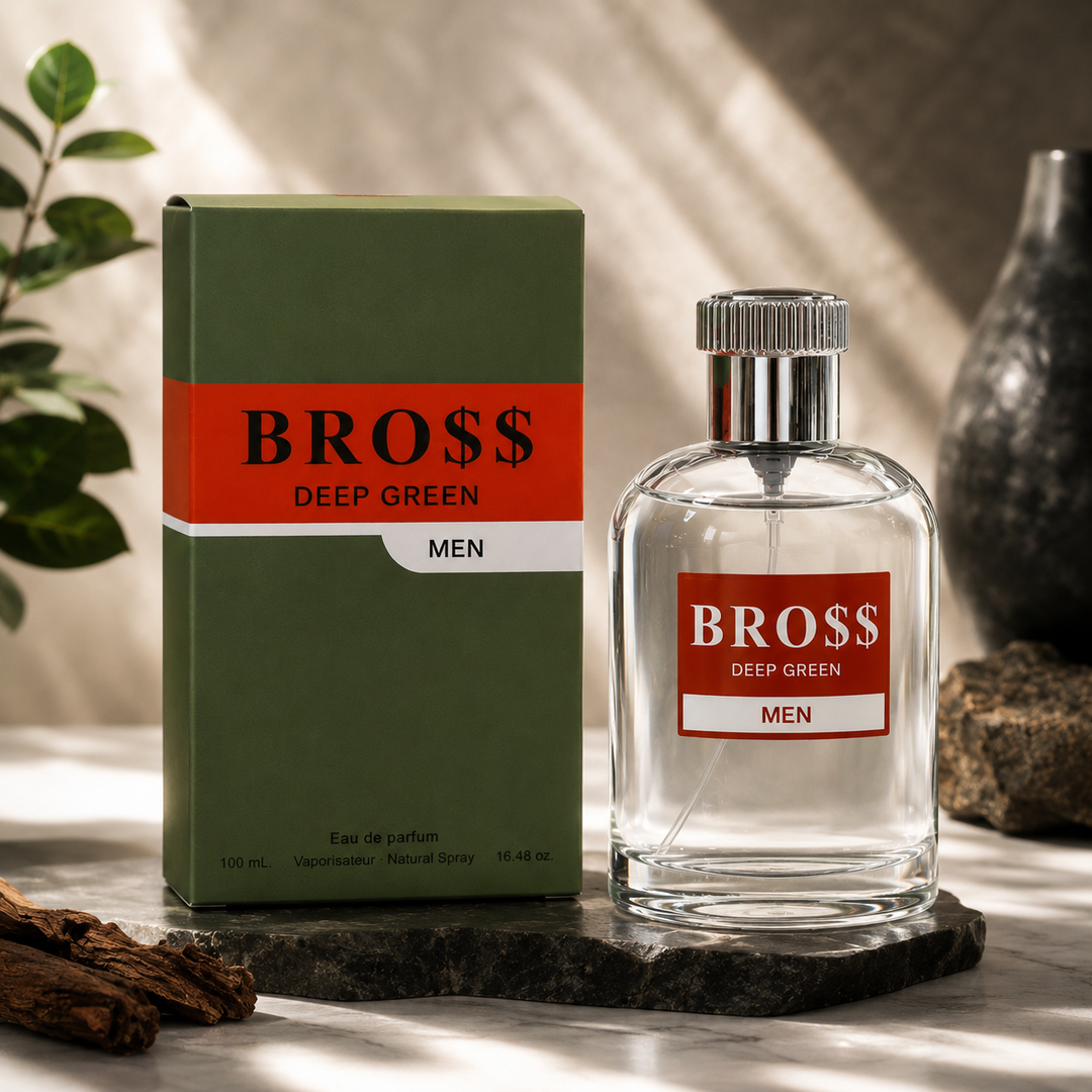 Bro$$ Deep Green Eau de Parfum for Men 3.4 Fl Oz (100ml) – Long Lasting Woody Aromatic Cologne for Men, Fresh Masculine Fragrance, Everyday Signature Scent, Cologne Gift for Him