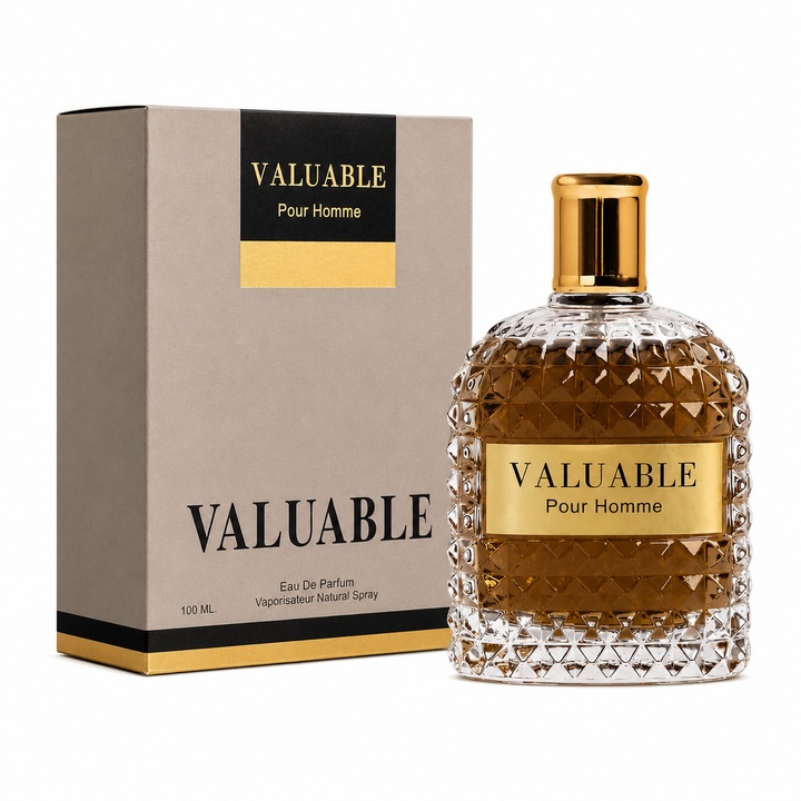 Valuable Pour Homme Eau de Parfum for Men 3.4 Fl Oz (100ml) – Long Lasting Woody Amber Cologne, Fresh Spicy Masculine Fragrance, Luxury Everyday Scent, Premium Gift for Him