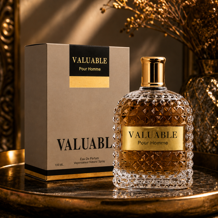 Valuable Pour Homme Eau de Parfum for Men 3.4 Fl Oz (100ml) – Long Lasting Woody Amber Cologne, Fresh Spicy Masculine Fragrance, Luxury Everyday Scent, Premium Gift for Him