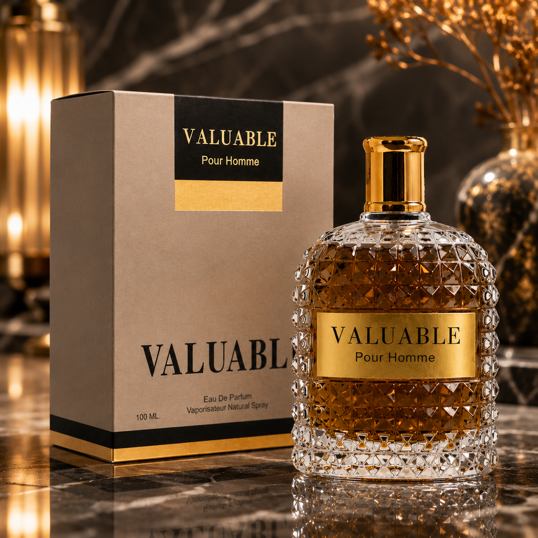 Valuable Pour Homme Eau de Parfum for Men 3.4 Fl Oz (100ml) – Long Lasting Woody Amber Cologne, Fresh Spicy Masculine Fragrance, Luxury Everyday Scent, Premium Gift for Him