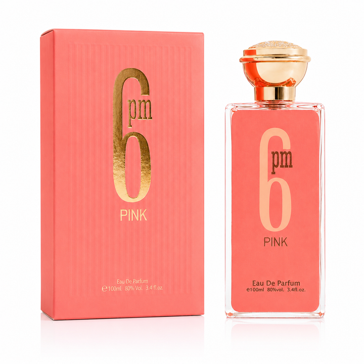 6 PM Pink Eau de Parfum for Women 3.4 Fl Oz (100ml) – Long Lasting Floral Fruity Perfume for Women, Sweet Feminine Fragrance, Elegant Everyday Scent, Perfume Gift for Her