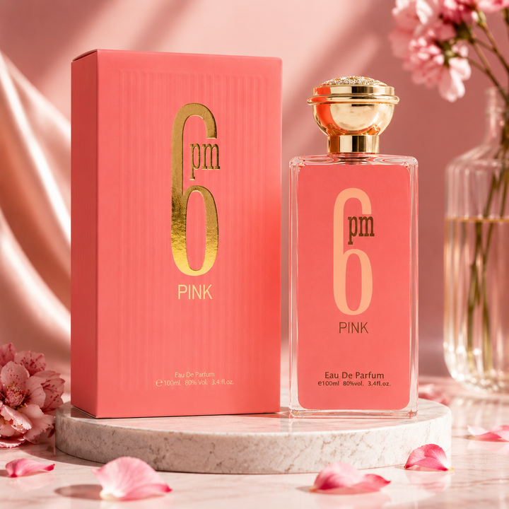 6 PM Pink Eau de Parfum for Women 3.4 Fl Oz (100ml) – Long Lasting Floral Fruity Perfume for Women, Sweet Feminine Fragrance, Elegant Everyday Scent, Perfume Gift for Her