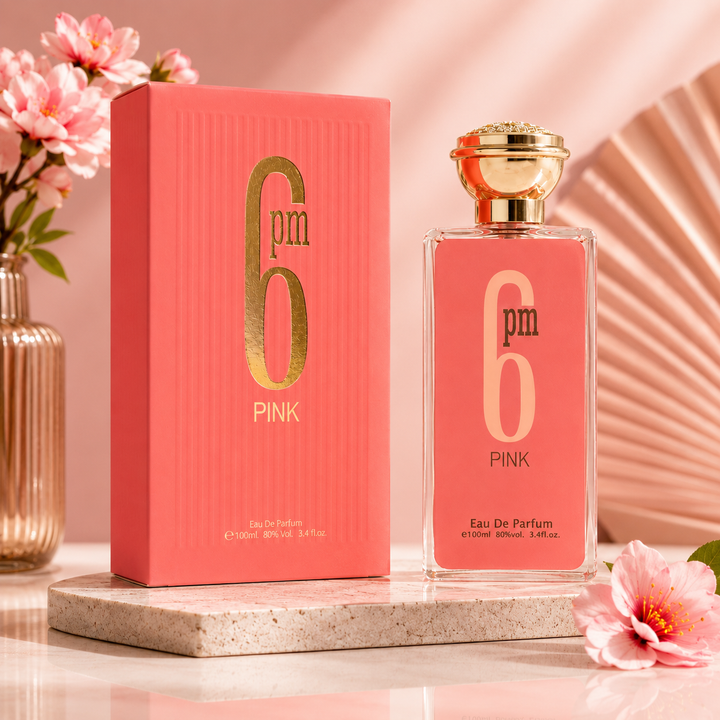 6 PM Pink Eau de Parfum for Women 3.4 Fl Oz (100ml) – Long Lasting Floral Fruity Perfume for Women, Sweet Feminine Fragrance, Elegant Everyday Scent, Perfume Gift for Her