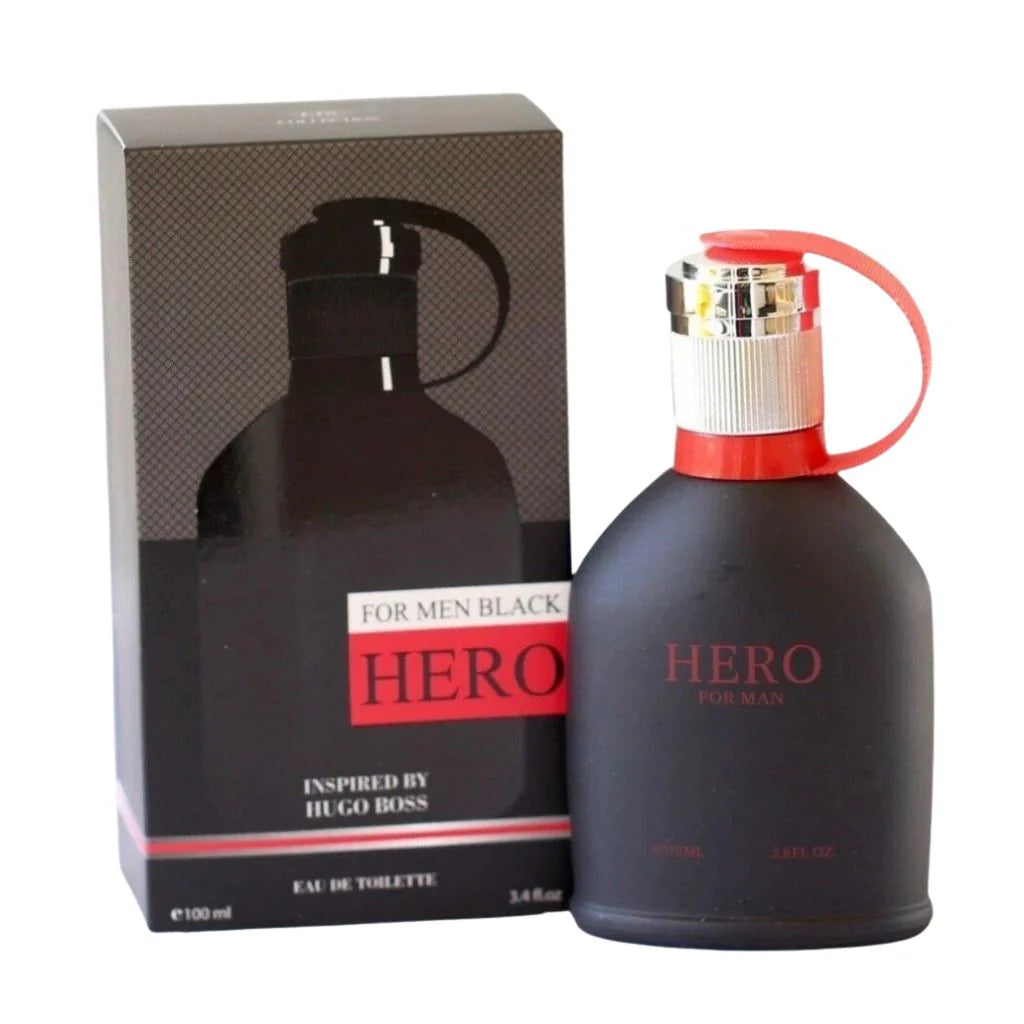 Hero For Men Black 100ml Eau de Toilette matte black canteen bottle and box by EBC Collection