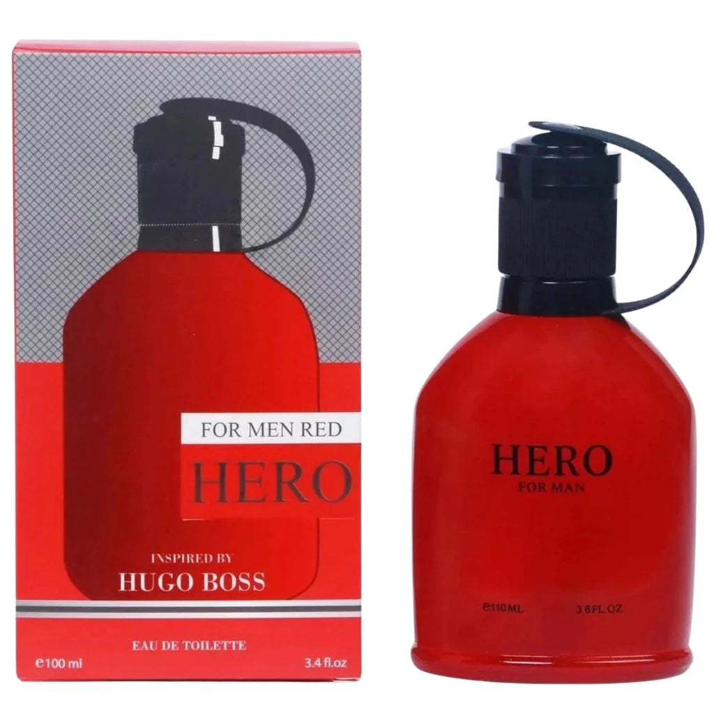 Hero For Men Red Eau de Toilette 100ml bottle in a matte red finish with its original box