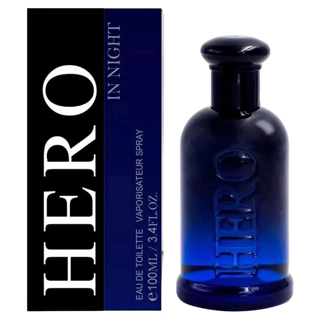 Hero In Night 100ml Eau de Toilette deep blue bottle and black packaging for men