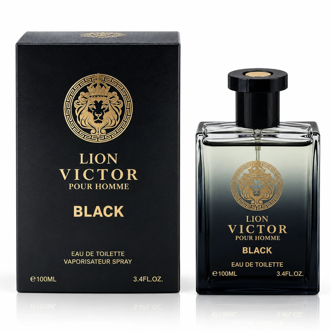 Lion Victor Black Pour Homme for Men - 100ml / 3.4 Fl Oz Eau de Toilette Natural Spray Woody Cologne
