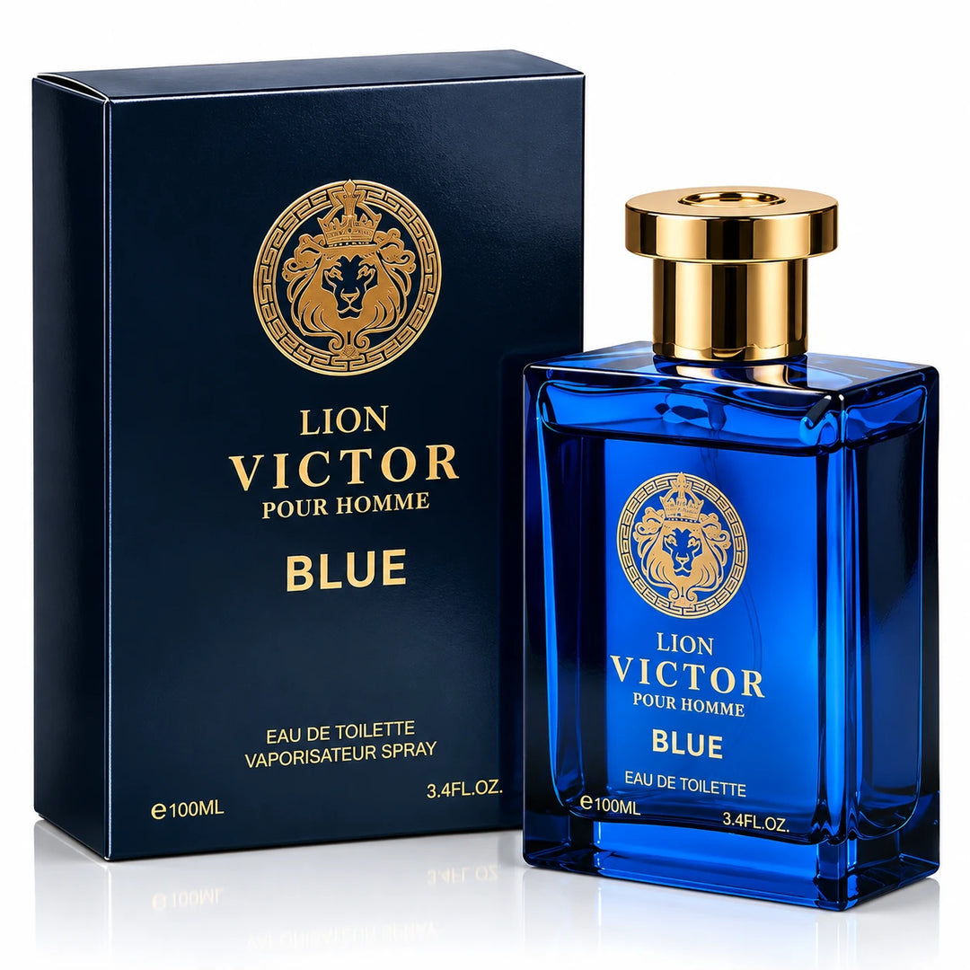 Lion Victor Blue for Men - 100ml / 3.4 Fl Oz Eau de Toilette Spray, Fresh Aquatic Citrus Scent Daily