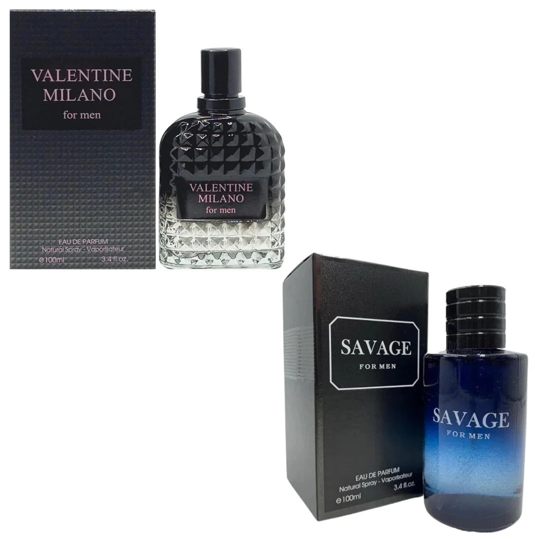 Milano Men and Blue Edition Savage 2-Pack Fragrance Set 100ml Eau de Parfum Bottles