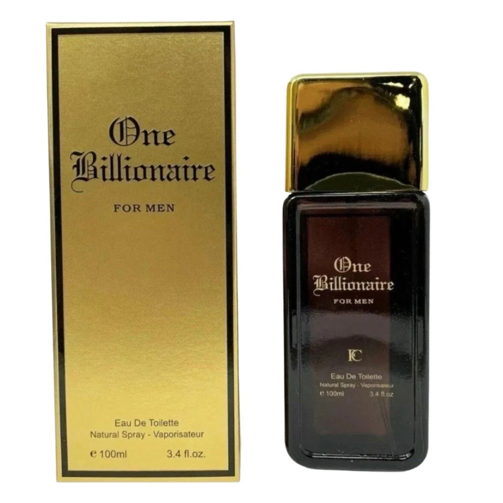 One Billionaire for Men 100ml black bottle with gold cap and gold box
