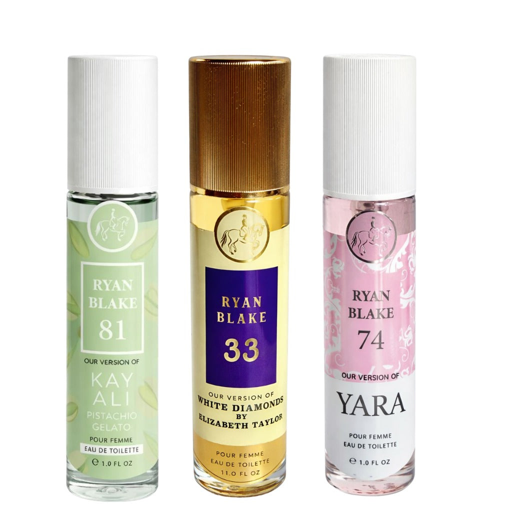 Ryan Blake 3-Pack Women’s Fragrance Gift Set – Bottles 81, 33, and 74 Sweet & Warm Collection.