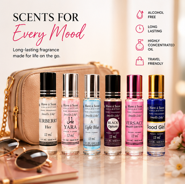 Women's Best Seller Perfume Oil Set – 6 Premium Alcohol-Free Fragrance Oils