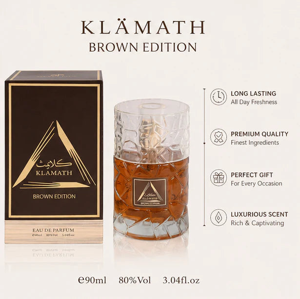 Klamath Brown Edition Perfume Eau de Parfum 90ml (3.04 Fl Oz) – Long Lasting Warm Woody Spicy Fragrance for Unisex – Rich Amber Oriental Scent