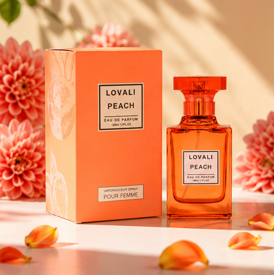 Lovali Peach Eau de Parfum for Women 3.0 Fl Oz (90ml) – Fruity Floral Peach Perfume with Sweet Juicy Notes, Soft Florals &amp; Warm Musk – Long Lasting Feminine Fragrance