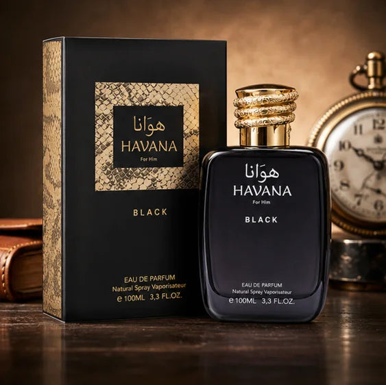 Havana Black Eau de Parfum for Men, Long Lasting Woody Amber Cologne Spray, Premium Masculine Fragrance with Fresh Citrus, Spicy &amp; Smoky Notes, 3.3 Fl Oz (100ml)