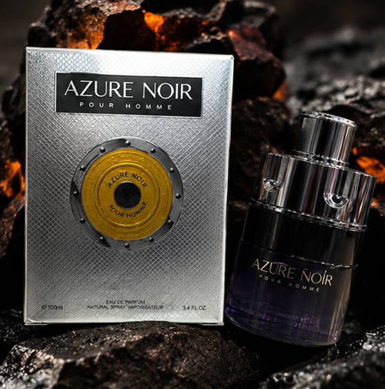 Azure Noir Pour Homme Eau de Parfum for Men 3.4 Fl Oz (100ml) – Long Lasting Woody Aromatic Men&