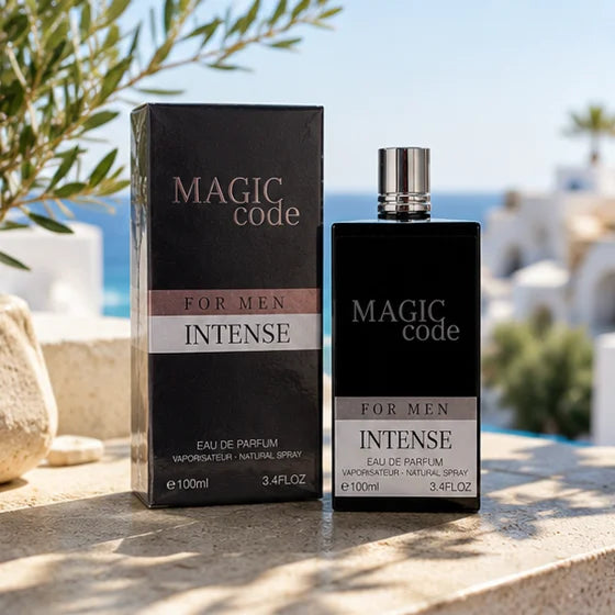 Magic Code Intense for Men Eau de Parfum 3.4 Fl Oz (100ml) – Long Lasting Woody Amber Spicy Men&