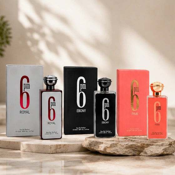 6 PM Perfume Gift Set – Royal, Ebony &amp; Pink Eau de Parfum Collection | 3 x 3.4 Fl Oz (100ml) Long Lasting Luxury Perfume Set for Women &amp; Men | Fresh, Floral, Woody Fragrances