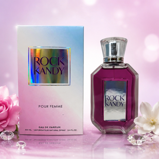 Rock Kandy Pour Femme Eau de Parfum for Women 3.4 Fl Oz (100ml) – Long Lasting Fruity Floral Perfume for Women – Sweet Feminine Fragrance with Berry, Floral &amp; Soft Musk Notes – Elegant Gift for Women
