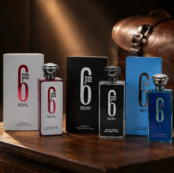 6 PM Perfume Gift Set for Men – Royal, Ebony &amp; Mist Eau de Parfum Collection | 3 x 3.4 Fl Oz (100ml) Long Lasting Fresh Woody Spicy Fragrance Set for Men