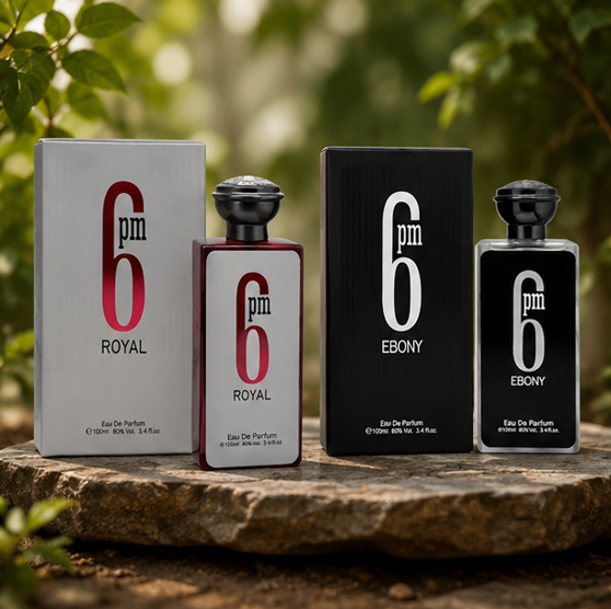 6 PM Royal &amp; 6 PM Ebony Perfume Gift Set for Men – 2 x 3.4 Fl Oz (100ml) Eau de Parfum – Long Lasting Woody Spicy Fresh Fragrance Collection for Men