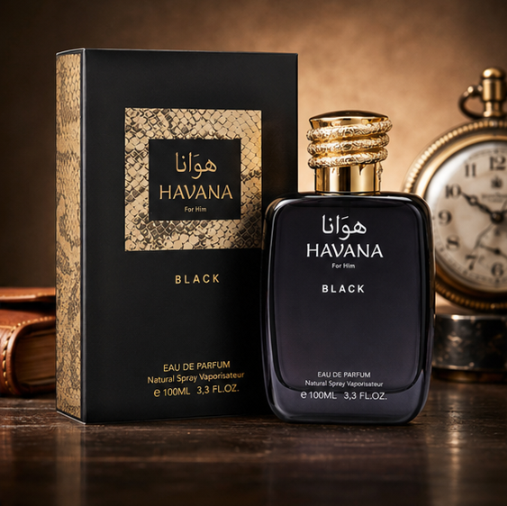 Havana Black Eau de Parfum for Men, Long Lasting Woody Amber Cologne Spray, Premium Masculine Fragrance with Fresh Citrus, Spicy &amp; Smoky Notes, 3.3 Fl Oz (100ml)