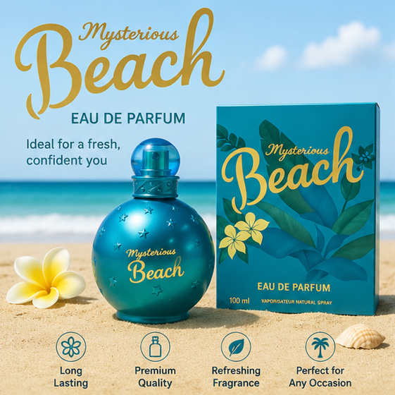 Mysterious Beach Eau De Parfum for Women 100ml (3.4 Fl Oz) – Tropical Floral Fruity Perfume for Women – Long Lasting Fresh Beach Fragrance Spray – Summer Vacation Scent