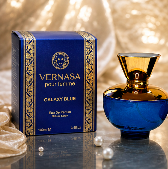 Vernasa Galaxy Blue Eau de Parfum for Women 3.4 Fl Oz (100ml) – Fresh Floral Fruity Perfume with Citrus, Soft Florals &amp; Musk Notes – Long Lasting Feminine Fragrance