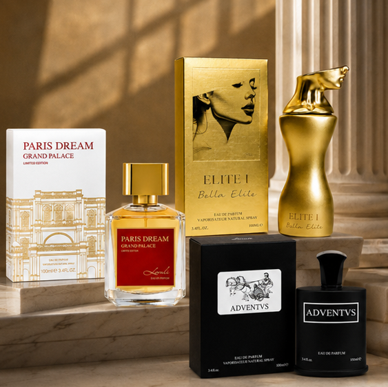 Luxury Perfume Gift Set for Men &amp; Women – Paris Dream Grand Palace, Elite I Bella Elite &amp; Adventvs Eau de Parfum 3-Pack, Long Lasting Premium Fragrance Collection, Luxury Gift Set, 100ml Each