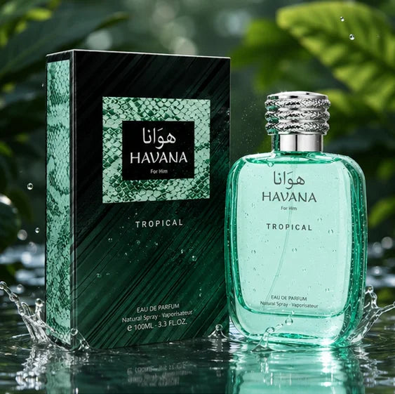 Havana Tropical Eau de Parfum for Men, Long Lasting Fresh Tropical Woody Cologne Spray, Premium Citrus Aromatic Masculine Fragrance, 3.3 Fl Oz (100ml)