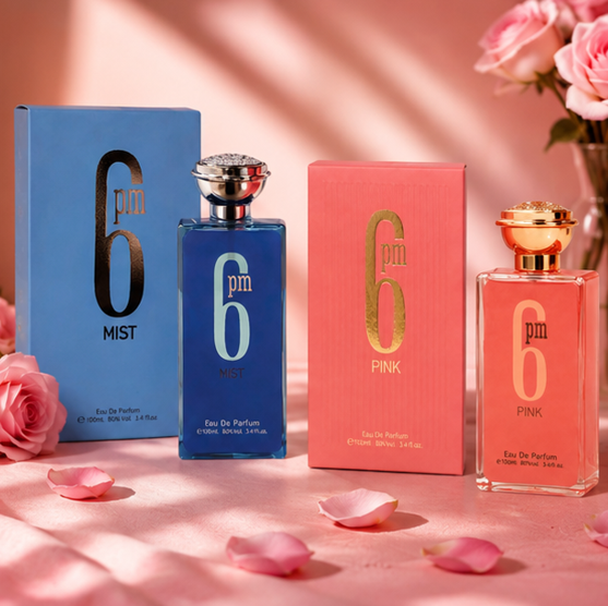 6 PM Mist &amp; 6 PM Pink Perfume Gift Set for Women – 2 x 3.4 Fl Oz (100ml) Eau de Parfum – Long Lasting Floral Fruity Sweet Perfume Collection for Women